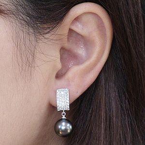 タヒチ黒蝶真珠 黒真珠 ブラックパール 真珠 パール イヤリング 10mm