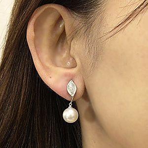 イヤ南洋真珠パール pt900 プラチナイヤリング ダイヤモンド 送料無料