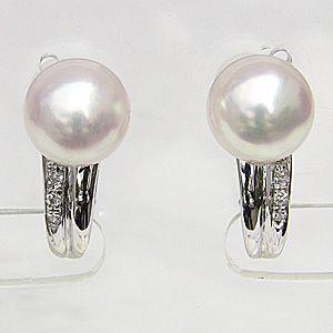 真珠 パール あこや本真珠 イヤリング k18 ホワイトゴールド 8mm