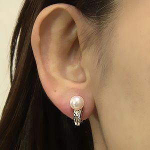 真珠 パール あこや本真珠 イヤリング k18 ホワイトゴールド 8mm