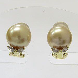 南洋白蝶真珠 イヤリング ダイヤモンド パール ゴールド系 11mm k18 ゴールド 送料無料 ジュエリー 人気 プレゼント ギフト ご褒美 自分買い p