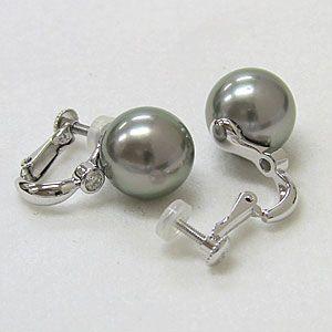 タヒチ黒蝶真珠 イヤリング ダイヤモンド パール グレー系 11mm k18