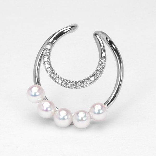 イヤーカフ パールイヤーカフ k10 10k 10金 ホワイトゴールド 真珠 イヤカフ 本真珠 ベビーパール ダイヤモンド 片耳用 レディース プレゼント 自分買い puの画像