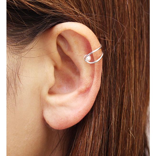 イヤーカフ パール イヤカフ k18 18k 18金 ホワイトゴールド 真珠 片耳