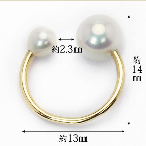 イヤーカフ パール イヤカフ k18 18k 18金 イエローゴールド 真珠 本真珠 あこや 片耳用 2粒 上品 エレガント かわいい プレゼント ギフト 自分買い puの画像