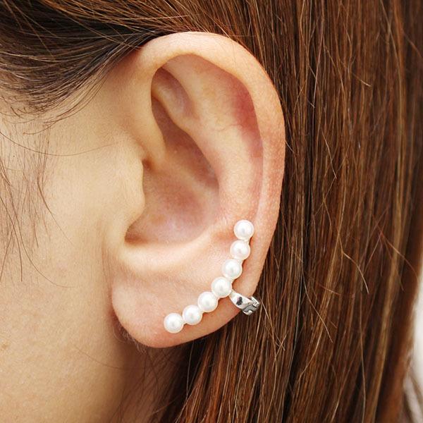 イヤーカフ パール イヤカフ k18 18k 18金 ホワイトゴールド 真珠 片耳