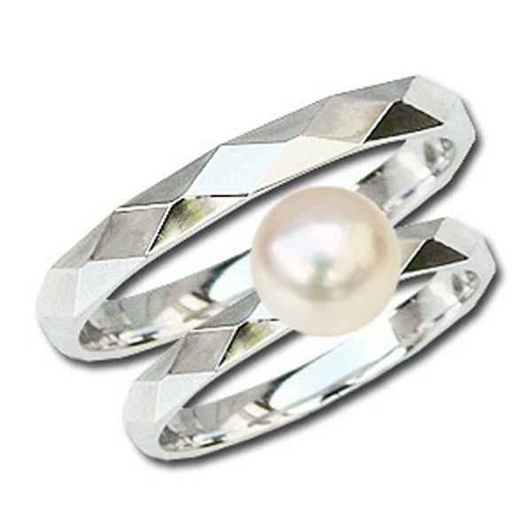 ぺアリング マリッジリング パールリング 真珠 指輪 パール リング 地金リング シンプル t900 プラチナ デザインカットリング プレゼント ご褒美 自分買い p(96432円)