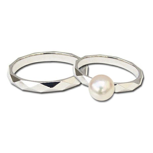 匿名！送料無料！ ぺアリング マリッジリング パールリング 真珠 指輪 パール リング 地金リング シンプル t900 プラチナ デザインカットリング プレゼント ご褒美 自分買い p 【KU2668508539】(96432円)
