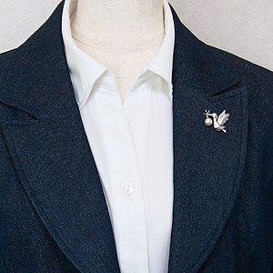 ブローチ コウノトリブローチ メンズパールブローチ 鳥 ピンブローチ ピンズ バード 男性用 ラペルピン 真珠ブローチ 送料無料 プレゼント ギフトの画像