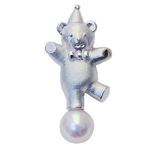 パール ブローチ フォーマル 真珠 ピンズ あこや本真珠 8mm-8.5mm クマモチーフ ベア メンズ 男性用 送料無料 人気 プレゼント ギフト ご褒美 自分買い