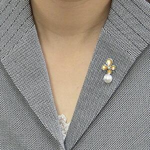 パール ブローチ フォーマル 花 真珠ブローチ パール 真珠 メンズ ピンブローチ 南洋白蝶真珠 黄蝶貝 フラワー 花モチーフ プレゼント ギフト 自分買い puの画像