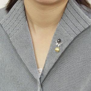 パール ブローチ フォーマル 花 真珠 パール ピンズ メンズ 大粒 南洋白蝶真珠 黒蝶貝 ゴールデンパール 送料無料 コサージュ プレゼント ギフト 自分買い puの画像