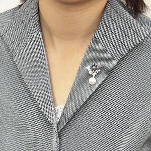 パール ブローチ フォーマル 花 真珠ピンズ メンズ 南洋白蝶真珠 10mm 黒蝶貝 花 フラワーモチーフ パール 真珠 送料無料 プレゼント ギフト 自分買い puの画像