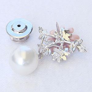 パール ブローチ フォーマル 花 メンズ 真珠ピンズ 南洋白蝶真珠 10mm ピンク貝 花 フラワーモチーフ パール 真珠 送料無料 プレゼント ご褒美 自分買い puの画像