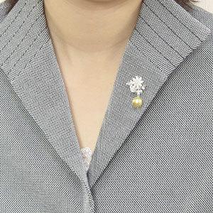 パール ブローチ フォーマル 花 真珠パール ピンズ メンズ 南洋白蝶真珠 白蝶貝モチーフ ゴールデンパール 真珠 送料無料 プレゼント ギフト 自分買い puの画像