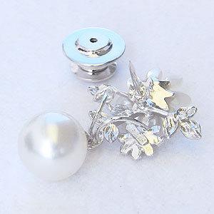 パール ブローチ フォーマル 花 真珠ピンズ メンズ 南洋白蝶真珠 10mm ホワイト系 白蝶貝 花 フラワーモチーフ パール 送料無料 プレゼント ギフト puの画像