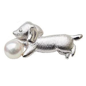 パール ブローチ フォーマル ブローチ パール ブローチ パール メンズ 男性用 シルバー ミニチュアダックス犬 送料無料 プレゼント ギフト 自分買い