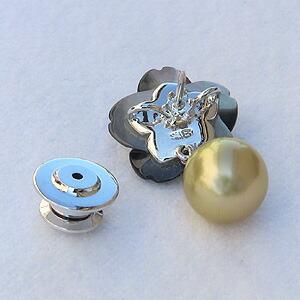 パール ブローチ フォーマル 花 パール 真珠 メンズ 南洋白蝶真珠 ゴールド系 10mm 黒蝶貝 フラワー 花モチーフ 送料無料 プレゼント ギフト 自分買い puの画像