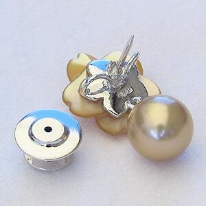パールブローチ フォーマル パール 真珠 ピンブローチ メンズ ラペルピン 南洋白蝶真珠 黄蝶貝 フラワー 花モチーフ 送料無料 プレゼント ギフト 自分買い puの画像