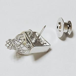 バスケット型パールブローチ バスケットボール バスケットメンズブローチ パール 真珠 バスケット