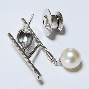 ラグビーラグビーメンズブローチ パール 真珠 ラペルピン 本真珠 7mm