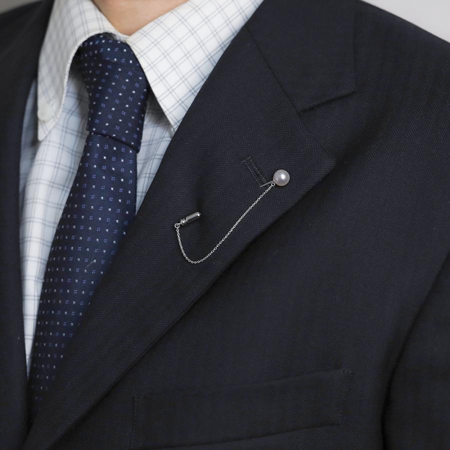 ブローチ ラペルピン メンズ 男性用 あこや本真珠 アコヤピンブローチ