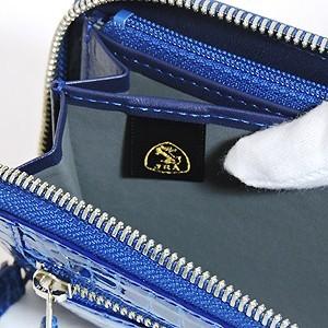 メンズ 男性用 サイフ クロコダイル 長財布 財布 さいふ ウォレット Ｌ字ファスナー ワニ革 クロコダイル革 ブルー 男女兼用 プレゼント ギフト ご褒美 自分買いの画像