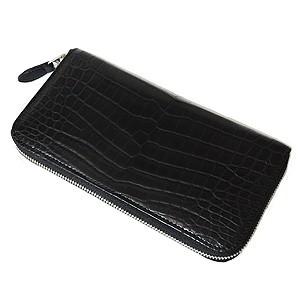 メンズ 男性用 サイフ クロコダイル 長財布 財布 さいふ ウォレット ワニ革 クロコダイル革 国産 ラウンドファスナー 男女兼用 プレゼント ギフト 自分買いの画像