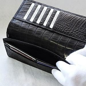 メンズサイフ 男性用サイフ クロコダイル 長財布 財布 さいふ ウォレット 束入 ワニ革 クロコダイル革 国産 桐箱 メンズ 男女兼用 プレゼント ギフト 自分買いの画像