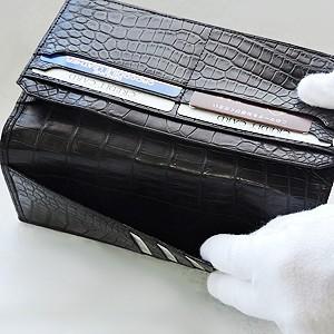 メンズサイフ 男性用サイフ クロコダイル 長財布 財布 さいふ ウォレット 束入 ワニ革 クロコダイル革 国産 桐箱 メンズ 男女兼用 プレゼント ギフト 自分買いの画像