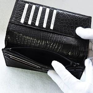 男性用サイフ メンズサイフ クロコダイル 長財布 財布 さいふ ウォレット 束入 ワニ革 クロコダイル革 国産 桐箱き 男女兼用 プレゼント ギフト ご褒美 自分買いの画像