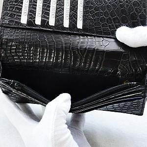 男性用サイフ メンズサイフ クロコダイル 長財布 財布 さいふ ウォレット 束入 ワニ革 クロコダイル革 国産 桐箱き 男女兼用 プレゼント ギフト ご褒美 自分買いの画像
