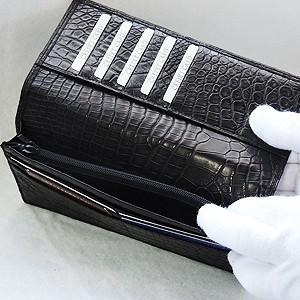 男性用サイフ メンズサイフ クロコダイル 長財布 財布 さいふ ウォレット 束入 ワニ革 クロコダイル革 国産 桐箱き 男女兼用 プレゼント ギフト ご褒美 自分買いの画像