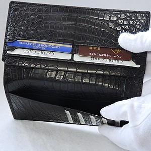 男性用サイフ メンズサイフ クロコダイル 長財布 財布 さいふ ウォレット 束入 ワニ革 クロコダイル革 国産 桐箱き 男女兼用 プレゼント ギフト ご褒美 自分買いの画像