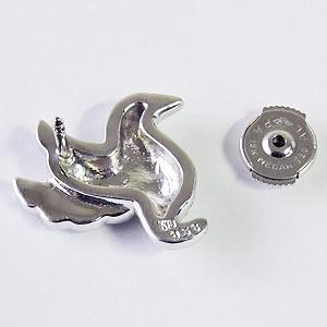 ブローチ ダイヤモンド ピンブローチ ブルーダイヤ 鳥 メンズ ホワイト