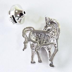 メンズ 馬 ラペルピン ダイヤモンド サファイア 午 男性用ブローチ