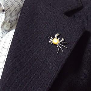ブローチ カニ メンズ 男性用 かに ピンズ 蟹 ラペルピン イエロージェル 黄蝶貝 ダイヤモンド k18 ホワイトゴールド メンズ プレゼント ご褒美 自分買い pu | ブランド登録なし | 03