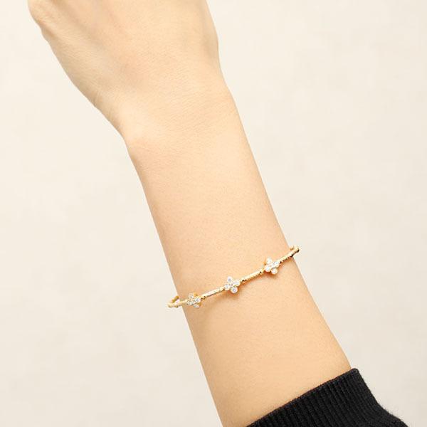 ダイヤモンド0.3ct K18イエローゴールド♡形状記憶バングル ブレスレット バングル 形状記憶 ダイヤモンド ダイヤブレス
