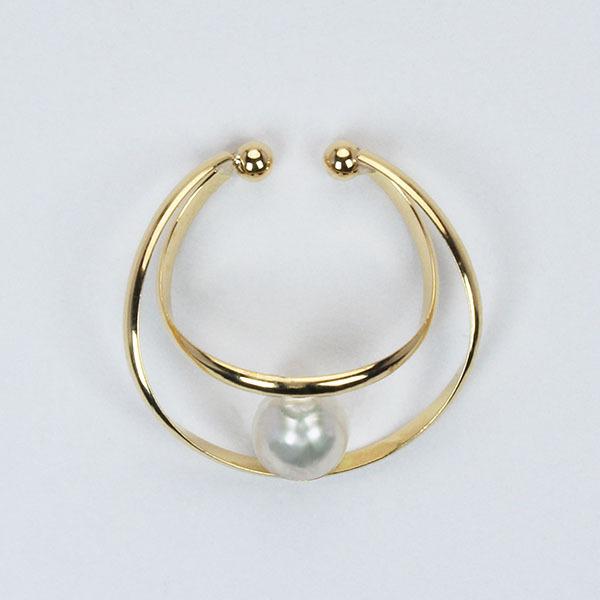 イヤーカフ イヤカフ k18 18k 18金 イエローゴールド パール 真珠 本