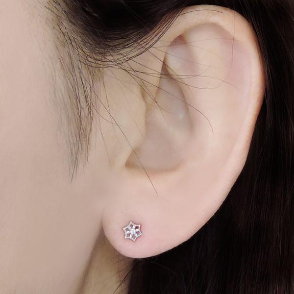 雪の結晶 片耳ピアス ピアス ダイヤモンド k18 ホワイトゴールド
