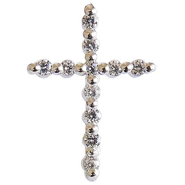 ダイヤモンド 片耳ピアス k18 ホワイトゴールド 0.055ct スタッド 小ぶり クロス 十字架モチーフ メンズ ダイヤ 送料無料 プレゼント ギフト 自分買い puの画像