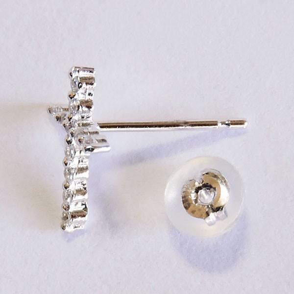 ダイヤモンド 片耳ピアス k18 ホワイトゴールド 0.055ct スタッド 小ぶり クロス 十字架モチーフ メンズ ダイヤ 送料無料 プレゼント ギフト 自分買い puの画像
