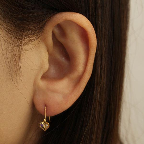 ダイヤモンド ピアス フックピアス ダイヤピアス アメジスト ハートピアス ハート 18k 18金 イエローゴールド 送料無料 ペア メンズ プレゼント 自分買い puの画像