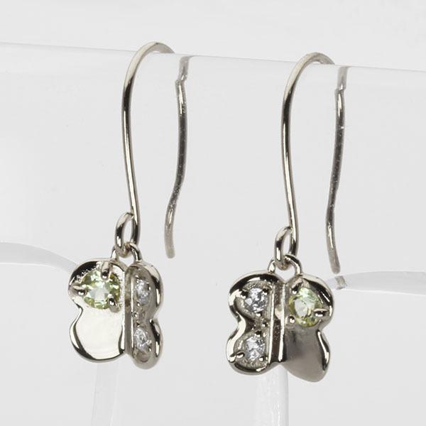 ダイヤモンド ピアス フックピアス ダイヤピアス ペリドット バタフライ 蝶 18k 18金 ホワイトゴールド 送料無料 ペア メンズ プレゼント ギフト 自分買い puの画像