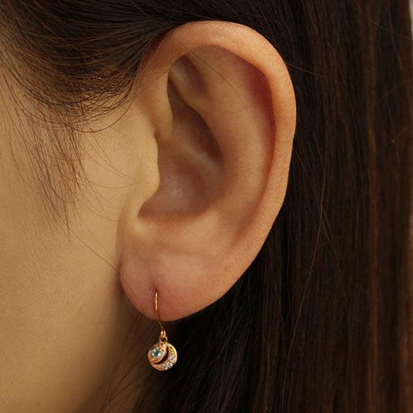 ダイヤモンド ピアス フックピアス ダイヤピアス ブルートパーズ