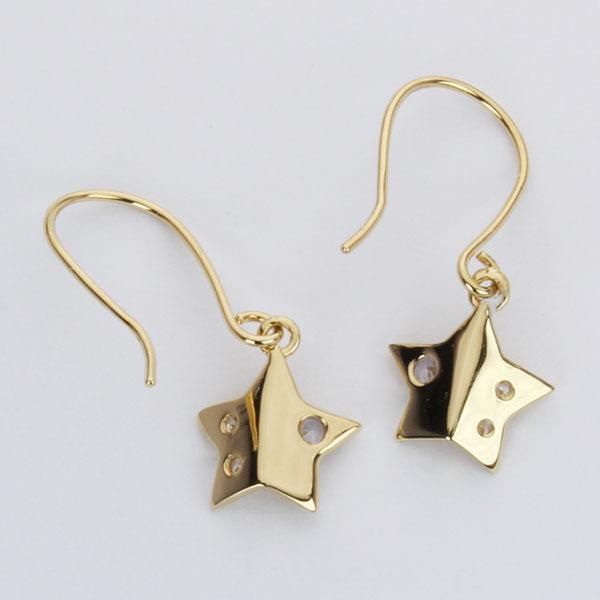 ダイヤモンド ピアス フックピアス ダイヤピアス タンザナイト スター 星 18k 18金 イエローゴールド 送料無料 ペア メンズ プレゼント ご褒美 自分買い puの画像