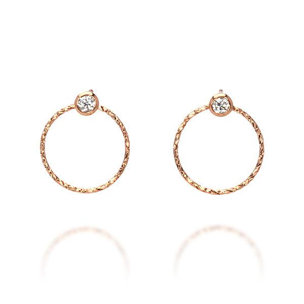 ピアス ダイヤモンドピアス ダイヤモンド スタッド k18 18k 18金 ピンクゴールド サークル 円 丸 メンズ 送料無料 プレゼント ギフト ご褒美 自分買い puの画像
