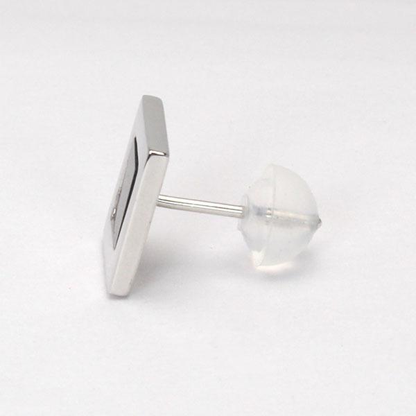 ピアス オニキス オニキスピアス 片耳用 スタッドピアス k18 ホワイトゴールド スクエア 四角 メンズ 送料無料 ジュエリー プレゼント ギフト 自分買い puの画像