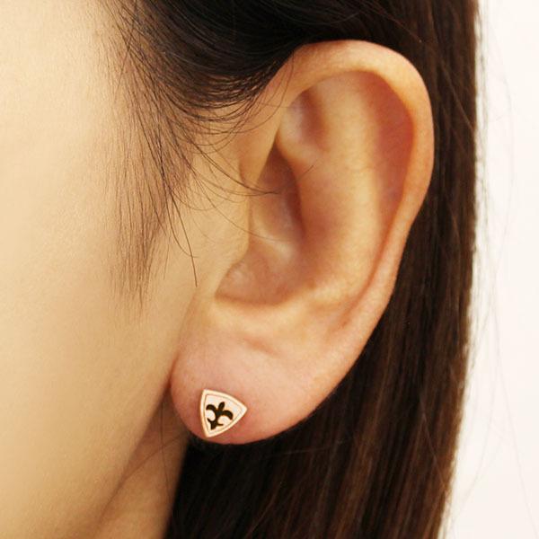 ピアス オニキス オニキスピアス 片耳用 スタッド k18 ピンクゴールド