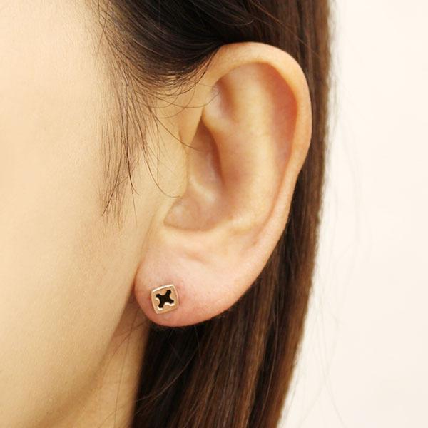 ピアス オニキス オニキスピアス 片耳用 スタッドピアス k18
